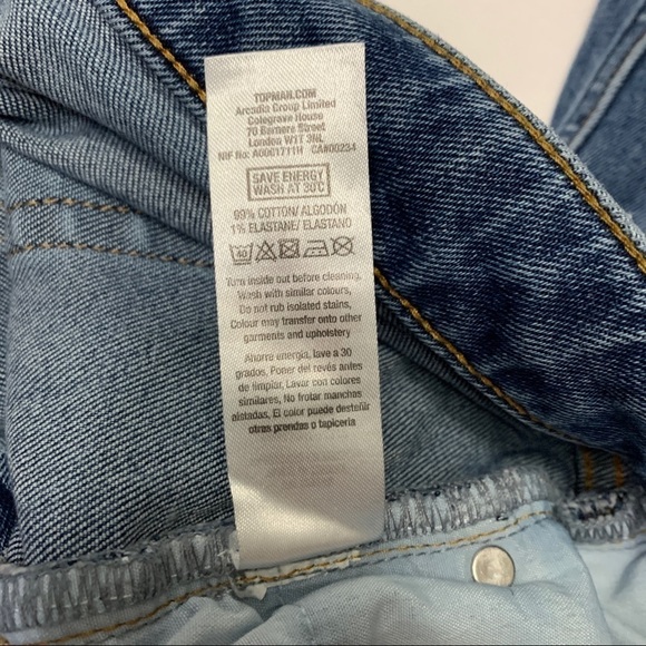 Topman Mens Stretch Skinny Distressed Cotton Blue Jeans 34S - Picture 5 of 7